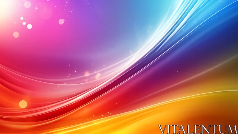 Sweeping chromatic light waves over radiant gradient sky.