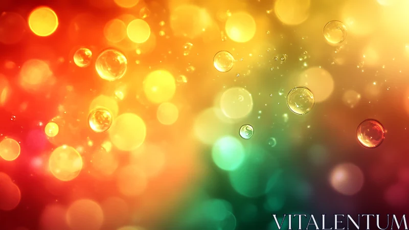 Defocused multicolor bokeh field with suspended droplets