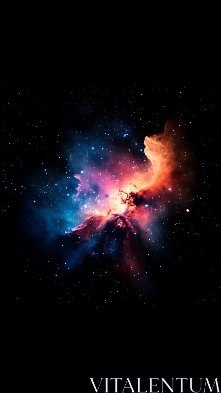 Galactic nebula erupts in vivid pink, blue and gold light.