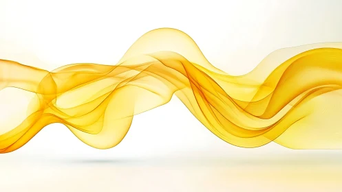Golden flowing wave abstract on bright white field.