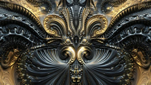 Symmetric metallic fractal construct renders intricate biomechanical relief