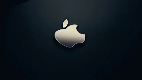 The Iconic Apple Logo Shines in Metallic Elegance.