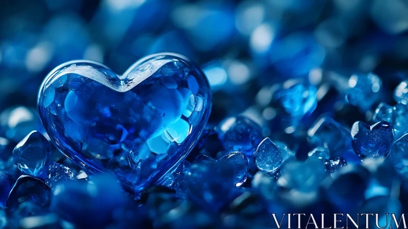 Crystalline Heart Beats Blue: Jeweled Emotion Frozen in Glass.