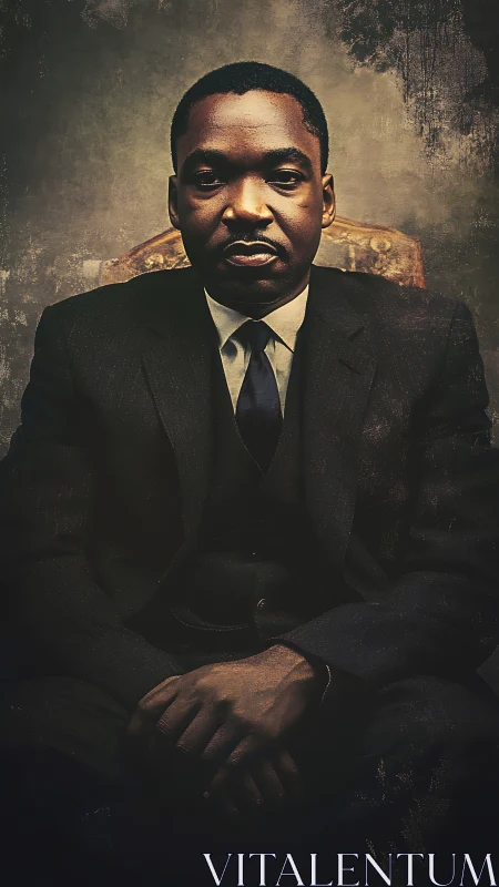 Stoic gentleman in worn velvet shadows of memory.