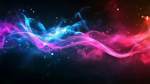 Soft neon stardust rivers drifting through midnight space.