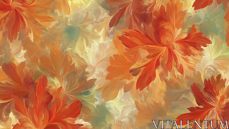Layered orange floral abstraction with diffuse background.