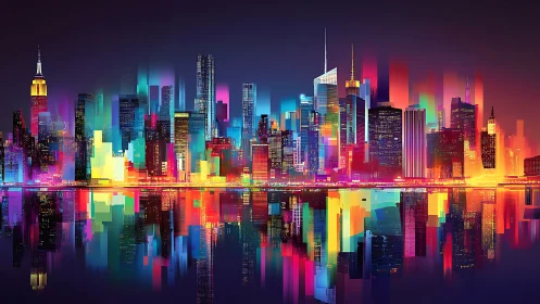 Chromatic spectral skyline with vectorial reflection mapping.