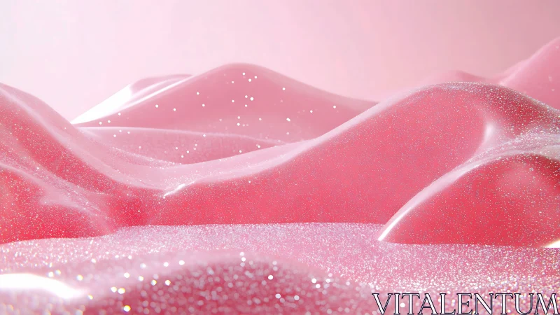 Pink glitter surface forming smooth abstract hills landscape.