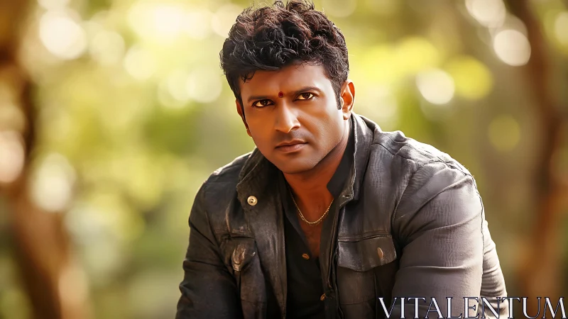 Portrait of a man outdoors in jacket, shallow depth of field.