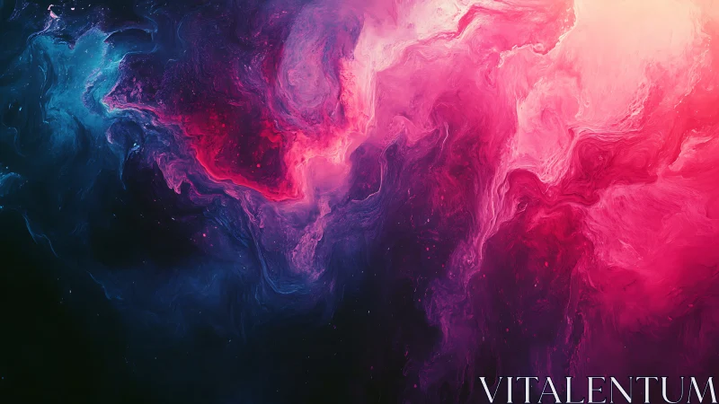 Digital nebula structure occupies frame with gradient colors