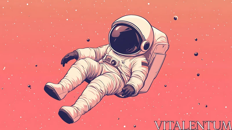 Gentle astronaut drifts peacefully through soft pink space