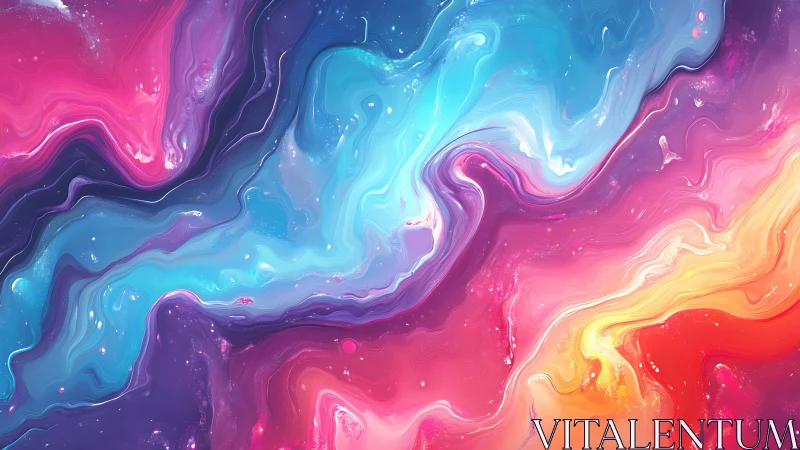 Chromatic Nebula Currents in Fluid Digital Painting Composition.