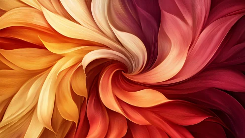 Radial floral vortex rendered with layered, ribbon-like petals