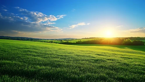 Dawn spills liquid gold across rolling emerald farmland