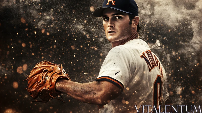 Dust-sparked baseball pitcher coils in cinematic mid-windup.