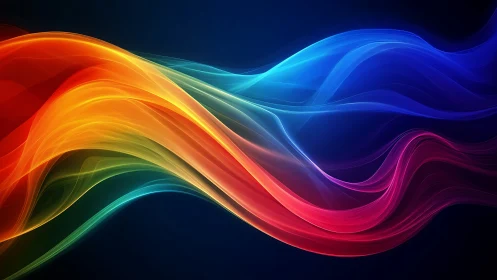 Flowing neon light waves stream across a dark horizon.