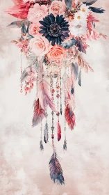 Dreamcatcher Blooms: Where Petals Meet Feathered Reverie.