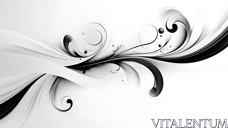 Monochrome fluid swirl vectors with dynamic gradient ribbons