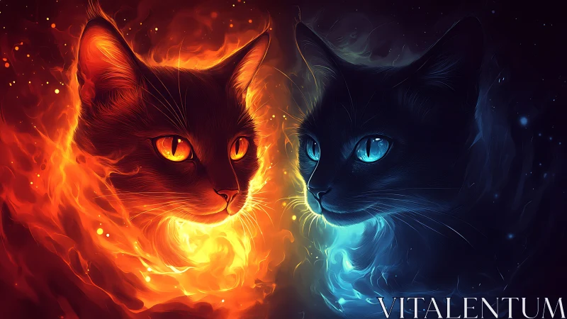 Dual Cat Souls: Fire and Ice Unleashed.