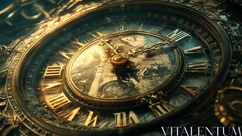 Gilded clockwork cosmos where time glows in carved brass.