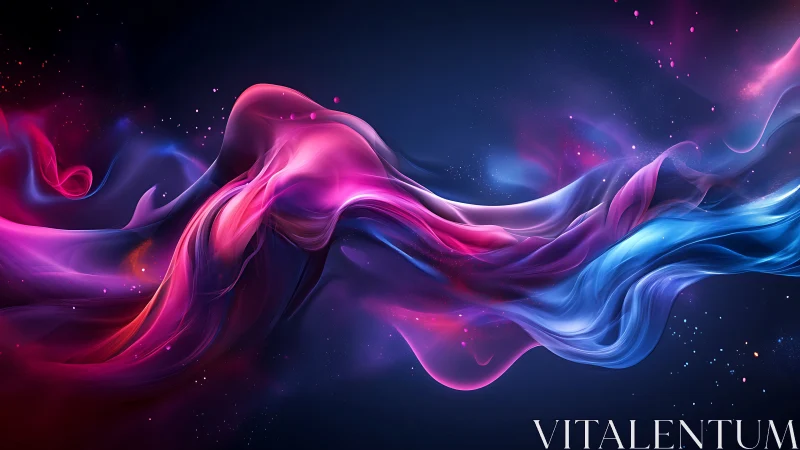 Vibrant neon energy ribbons swirling through cosmic void.