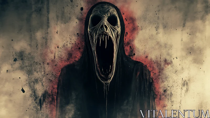 Screaming void wraith spills dread across a stained wall.