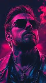 Neon cyberpunk rebel in magenta rim light portrait.