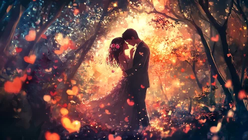 Luminous Embrace: Heart-Shaped Fireflies Celebrate Romance in Enchanted Woods