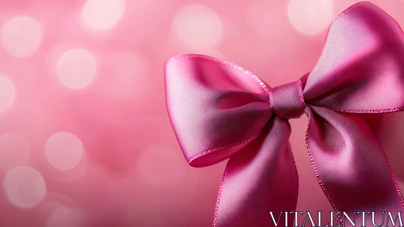 Pink Silk Bow on Luminous Blurred Background Scene