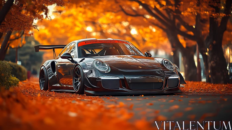 Photorealistic Porsche GT street scene in autumnal tunnel.