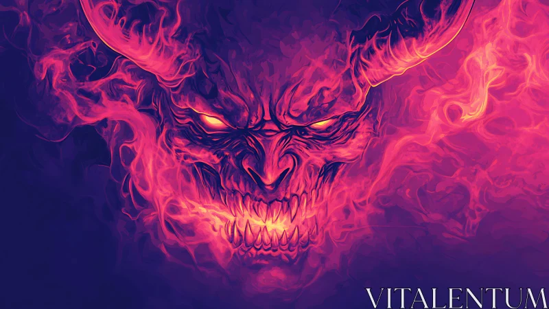 Infernal blaze curls into a horned demon crowned with embers