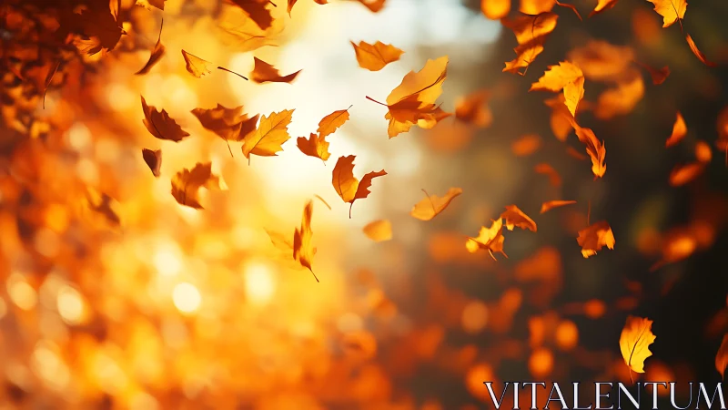 Golden autumn foliage swirling through warm backlight.