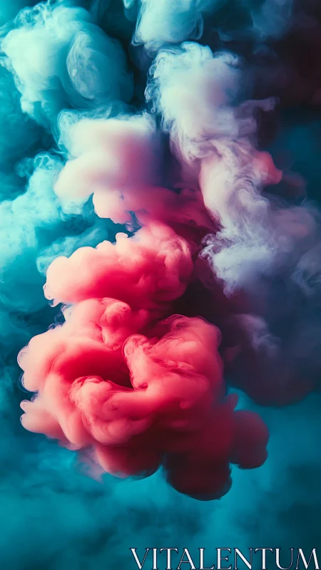 Vibrant magenta ink cloud billows through teal liquid medium