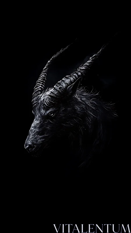 Nocturnal horned phantom glows from the deep black silence.