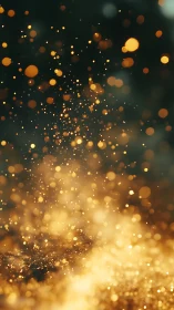 Golden sparkles drift gently in a dreamy glowing haze