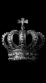 Regal silver crown rendered in dramatic monochrome lighting.