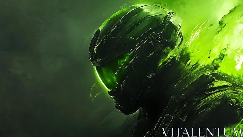 Neon warborn sentinel leans into a storm of liquid light