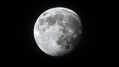 Crisp lunar surface glows against a deep, silent void