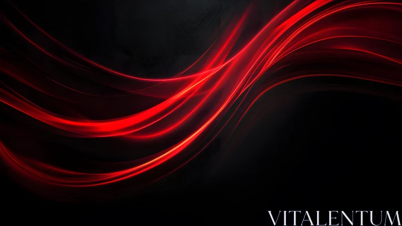 Dynamic red light waves on black abstract background, modern digital art.