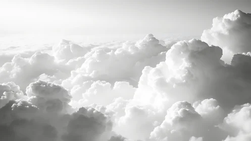 Cumulus cloudscape rendered in high-key monochrome light
