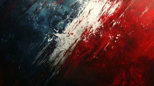 Abstract Tricolor Brush Strokes in Red, White, and Blue Palette.