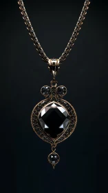 Black diamond pendant rendered with high-gloss 3D lighting