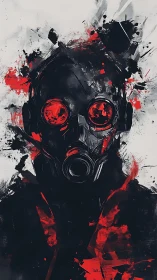 Bold masked wanderer framed in red and shadowed splashes.