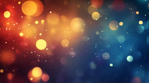 Vibrant bokeh lights in warm and cool tones, digital abstract art.