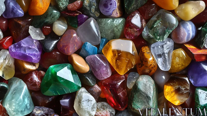 Tumbled gemstones huddle together and whisper bright secrets