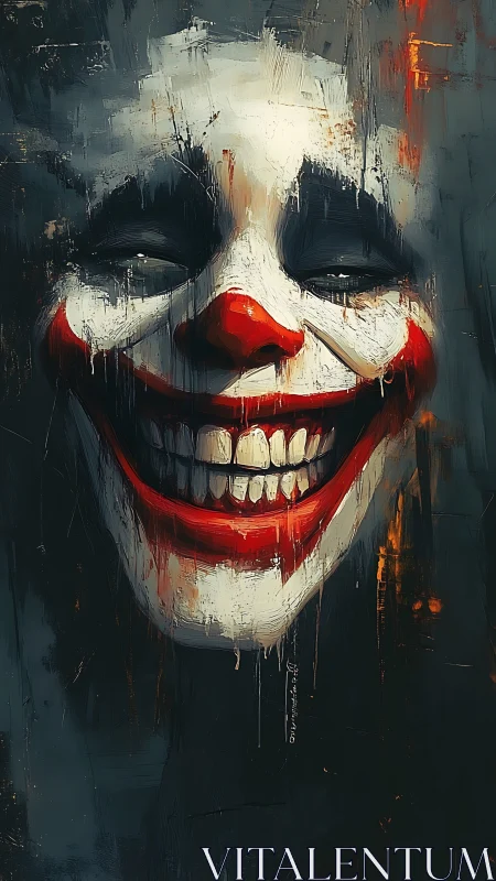 Expressive digital painting of sinister clown portrait study.