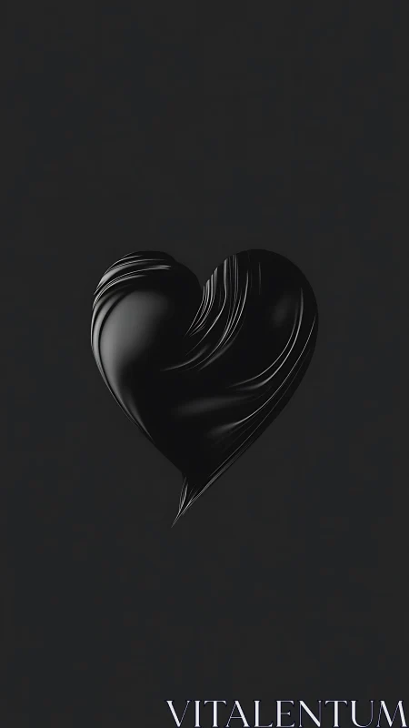 Black glossy heart form rendered against dark background.