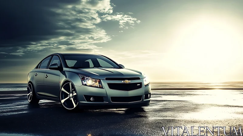 Sunlit silver sedan welcomes a calm coastal road escape