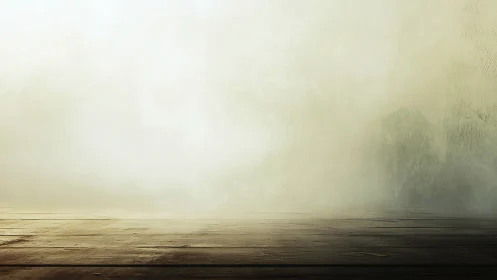 Diffuse fog over weathered wooden floor, low-perspective study.