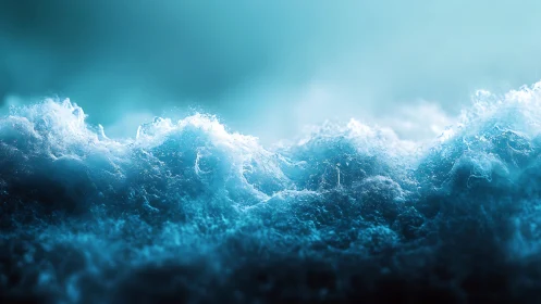 Ocean wave crest glows in teal cinematic backlight.